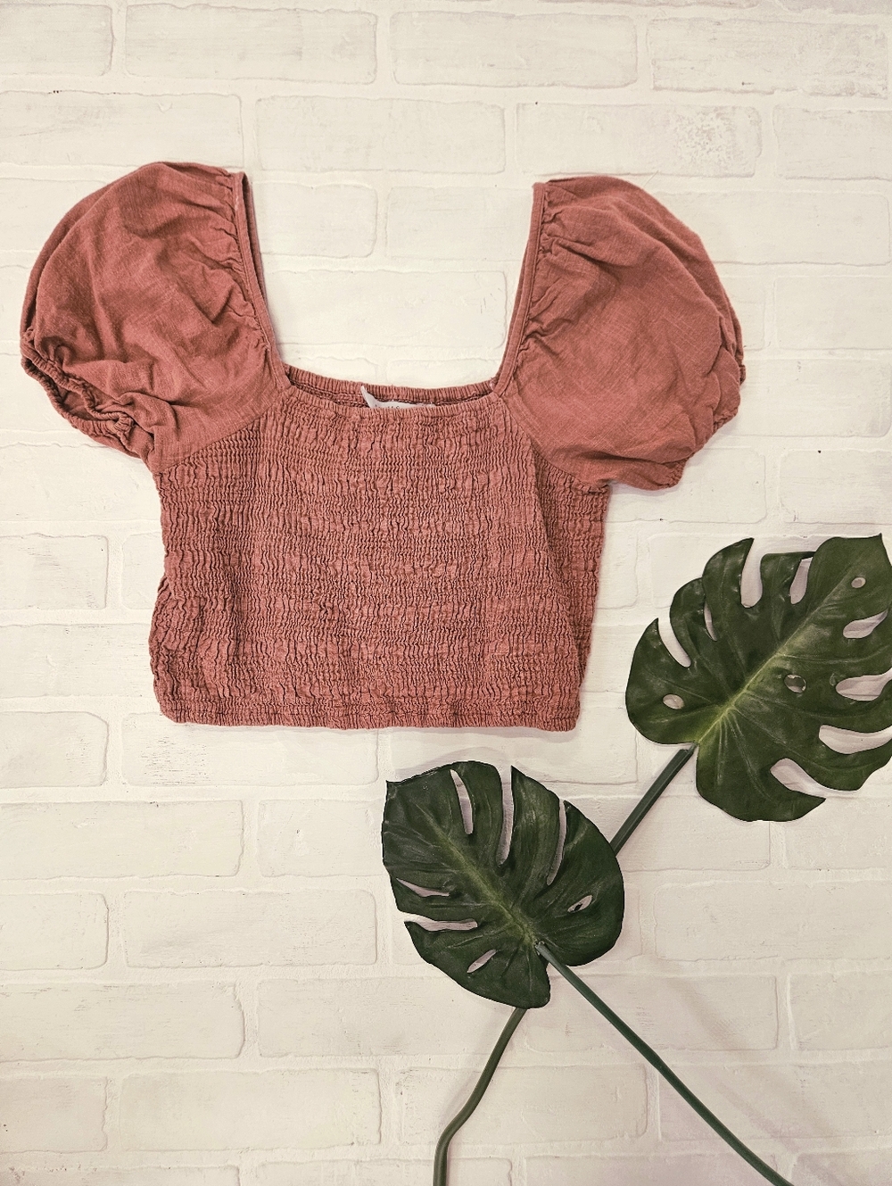 Smocked Puff Sleeve Crop Top
